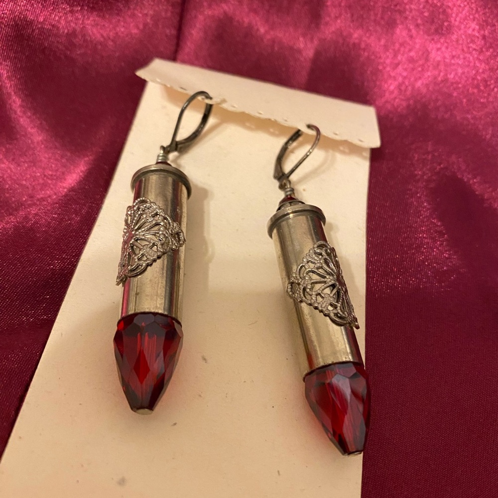 Elegant Silver Bullet Art Earrings